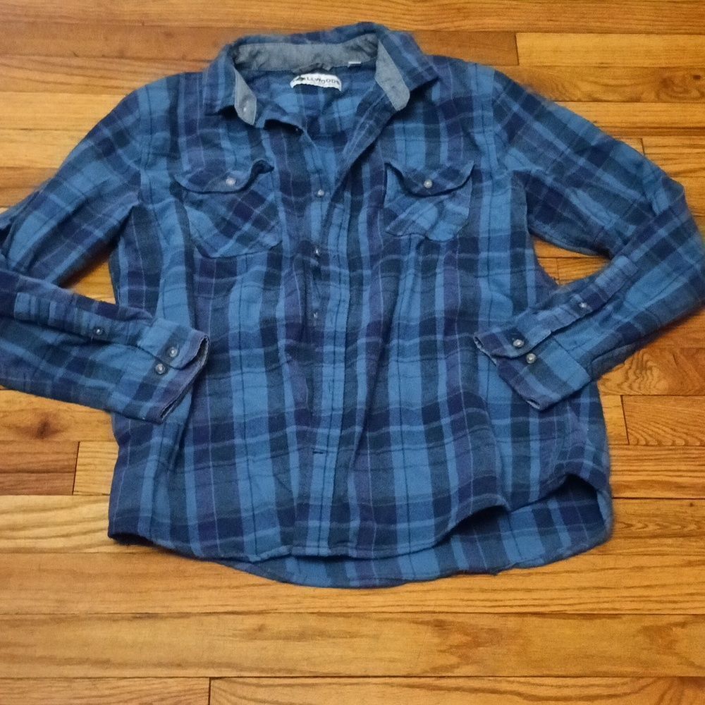 Tallwoods Women's Blue Plaid Button Down Shirts sz M